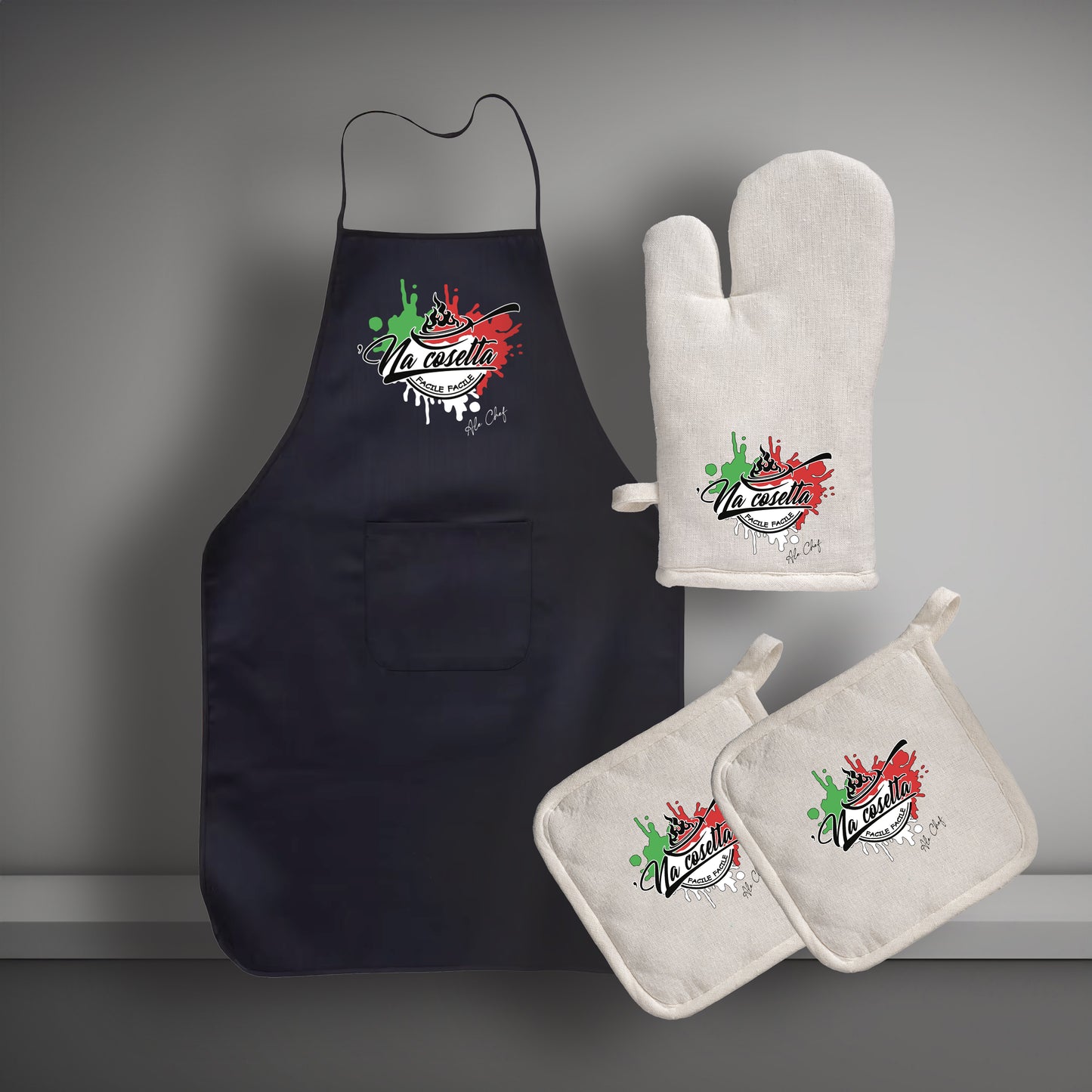 Set Cucina - Grembiule + Guanto + Presine